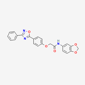 molecular formula C23H17N3O5 B10963497 N-(1,3-benzodioxol-5-yl)-2-[4-(3-phenyl-1,2,4-oxadiazol-5-yl)phenoxy]acetamide 