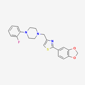 molecular formula C21H20FN3O2S B10963613 1-{[2-(1,3-Benzodioxol-5-yl)-1,3-thiazol-4-yl]methyl}-4-(2-fluorophenyl)piperazine 