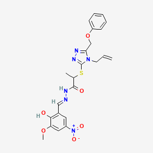 molecular formula C23H24N6O6S B10963728 N'-[(E)-(2-hydroxy-3-methoxy-5-nitrophenyl)methylidene]-2-{[5-(phenoxymethyl)-4-(prop-2-en-1-yl)-4H-1,2,4-triazol-3-yl]sulfanyl}propanehydrazide 