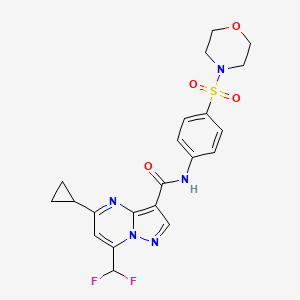 molecular formula C21H21F2N5O4S B10963968 5-cyclopropyl-7-(difluoromethyl)-N-[4-(morpholin-4-ylsulfonyl)phenyl]pyrazolo[1,5-a]pyrimidine-3-carboxamide 