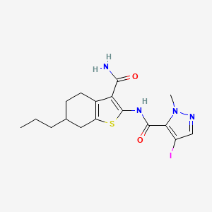 molecular formula C17H21IN4O2S B10964066 N-(3-carbamoyl-6-propyl-4,5,6,7-tetrahydro-1-benzothiophen-2-yl)-4-iodo-1-methyl-1H-pyrazole-5-carboxamide 