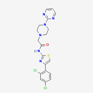 molecular formula C19H18Cl2N6OS B10964176 N-[4-(2,4-dichlorophenyl)-1,3-thiazol-2-yl]-2-[4-(pyrimidin-2-yl)piperazin-1-yl]acetamide 