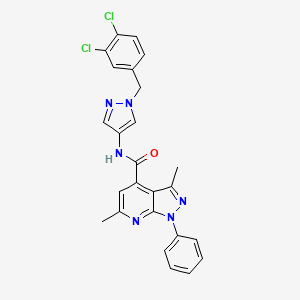 molecular formula C25H20Cl2N6O B10964435 N-[1-(3,4-dichlorobenzyl)-1H-pyrazol-4-yl]-3,6-dimethyl-1-phenyl-1H-pyrazolo[3,4-b]pyridine-4-carboxamide 