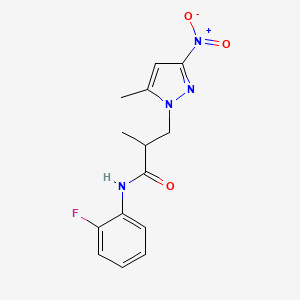 molecular formula C14H15FN4O3 B10964462 N-(2-fluorophenyl)-2-methyl-3-(5-methyl-3-nitro-1H-pyrazol-1-yl)propanamide 