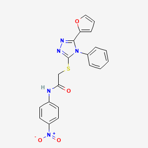 molecular formula C20H15N5O4S B10964678 2-{[5-(furan-2-yl)-4-phenyl-4H-1,2,4-triazol-3-yl]sulfanyl}-N-(4-nitrophenyl)acetamide 