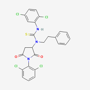 molecular formula C25H19Cl4N3O2S B10964894 N'-(2,5-Dichlorophenyl)-N-[1-(2,6-dichlorophenyl)-2,5-dioxotetrahydro-1H-pyrrol-3-YL]-N-phenethylthiourea 