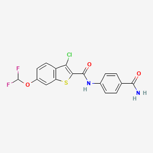 molecular formula C17H11ClF2N2O3S B10964946 N-(4-carbamoylphenyl)-3-chloro-6-(difluoromethoxy)-1-benzothiophene-2-carboxamide 