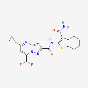 molecular formula C20H19F2N5O2S B10965462 N-(3-carbamoyl-4,5,6,7-tetrahydro-1-benzothiophen-2-yl)-5-cyclopropyl-7-(difluoromethyl)pyrazolo[1,5-a]pyrimidine-2-carboxamide 