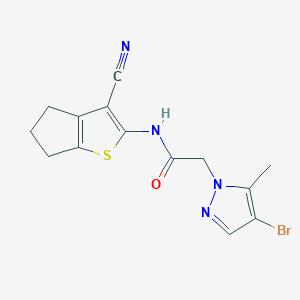 molecular formula C14H13BrN4OS B10965536 2-(4-bromo-5-methyl-1H-pyrazol-1-yl)-N-(3-cyano-5,6-dihydro-4H-cyclopenta[b]thiophen-2-yl)acetamide 