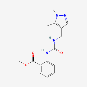 molecular formula C15H18N4O3 B10965840 methyl 2-({[(1,5-dimethyl-1H-pyrazol-4-yl)methyl]carbamoyl}amino)benzoate 