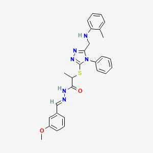 molecular formula C27H28N6O2S B10965958 N'-[(E)-(3-methoxyphenyl)methylidene]-2-[(5-{[(2-methylphenyl)amino]methyl}-4-phenyl-4H-1,2,4-triazol-3-yl)sulfanyl]propanehydrazide 