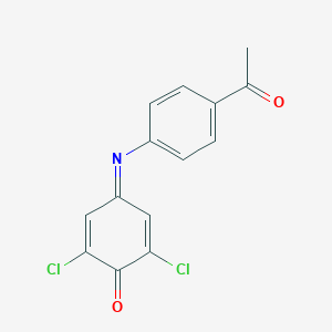 molecular formula C14H9Cl2NO2 B010966 2,5-Cyclohexadien-1-one, 4-((p-acetylphenyl)imino)-2,6-dichloro- CAS No. 101564-11-8