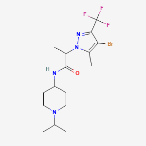 molecular formula C16H24BrF3N4O B10966045 2-[4-bromo-5-methyl-3-(trifluoromethyl)-1H-pyrazol-1-yl]-N-[1-(propan-2-yl)piperidin-4-yl]propanamide 