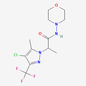 molecular formula C12H16ClF3N4O2 B10966417 2-[4-chloro-5-methyl-3-(trifluoromethyl)-1H-pyrazol-1-yl]-N-(morpholin-4-yl)propanamide 