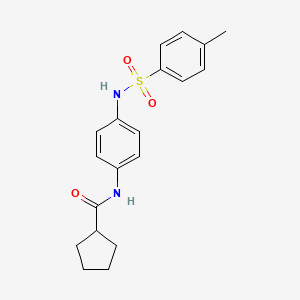 molecular formula C19H22N2O3S B10966589 N-(4-{[(4-methylphenyl)sulfonyl]amino}phenyl)cyclopentanecarboxamide 