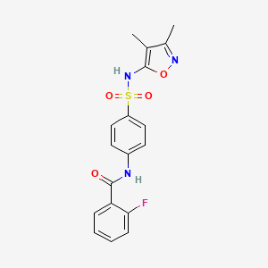 molecular formula C18H16FN3O4S B10966925 N-{4-[(3,4-dimethyl-1,2-oxazol-5-yl)sulfamoyl]phenyl}-2-fluorobenzamide 