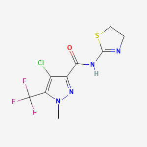 molecular formula C9H8ClF3N4OS B10967025 4-chloro-N-(4,5-dihydro-1,3-thiazol-2-yl)-1-methyl-5-(trifluoromethyl)-1H-pyrazole-3-carboxamide 