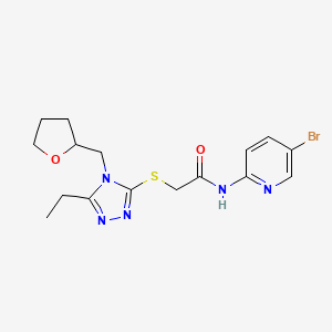 molecular formula C16H20BrN5O2S B10967230 N-(5-bromopyridin-2-yl)-2-{[5-ethyl-4-(tetrahydrofuran-2-ylmethyl)-4H-1,2,4-triazol-3-yl]sulfanyl}acetamide 