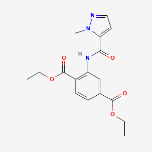 molecular formula C17H19N3O5 B10967255 diethyl 2-{[(1-methyl-1H-pyrazol-5-yl)carbonyl]amino}benzene-1,4-dicarboxylate 