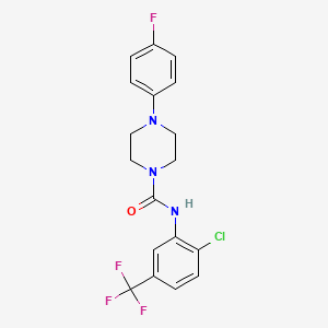 molecular formula C18H16ClF4N3O B10967397 N-[2-chloro-5-(trifluoromethyl)phenyl]-4-(4-fluorophenyl)piperazine-1-carboxamide 