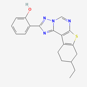 molecular formula C19H18N4OS B10967456 2-(9-Ethyl-8,9,10,11-tetrahydro[1]benzothieno[3,2-e][1,2,4]triazolo[1,5-c]pyrimidin-2-yl)phenol 
