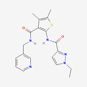 molecular formula C19H21N5O2S B10967549 N-{4,5-dimethyl-3-[(pyridin-3-ylmethyl)carbamoyl]thiophen-2-yl}-1-ethyl-1H-pyrazole-3-carboxamide 