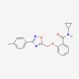 molecular formula C20H19N3O3 B10967795 N-cyclopropyl-2-{[3-(4-methylphenyl)-1,2,4-oxadiazol-5-yl]methoxy}benzamide 