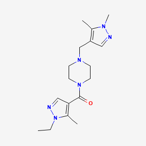 molecular formula C17H26N6O B10968020 {4-[(1,5-dimethyl-1H-pyrazol-4-yl)methyl]piperazin-1-yl}(1-ethyl-5-methyl-1H-pyrazol-4-yl)methanone 