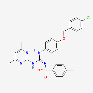 molecular formula C27H26ClN5O3S B10968027 N-{(Z)-({4-[(4-chlorobenzyl)oxy]phenyl}amino)[(4,6-dimethylpyrimidin-2-yl)amino]methylidene}-4-methylbenzenesulfonamide 
