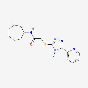 molecular formula C17H23N5OS B10968086 N-cycloheptyl-2-{[4-methyl-5-(pyridin-2-yl)-4H-1,2,4-triazol-3-yl]sulfanyl}acetamide 
