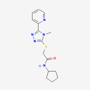 molecular formula C15H19N5OS B10968655 N-cyclopentyl-2-{[4-methyl-5-(pyridin-2-yl)-4H-1,2,4-triazol-3-yl]sulfanyl}acetamide 