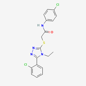 molecular formula C18H16Cl2N4OS B10968773 N-(4-chlorophenyl)-2-{[5-(2-chlorophenyl)-4-ethyl-4H-1,2,4-triazol-3-yl]sulfanyl}acetamide 