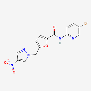 molecular formula C14H10BrN5O4 B10968832 N-(5-bromopyridin-2-yl)-5-[(4-nitro-1H-pyrazol-1-yl)methyl]furan-2-carboxamide 