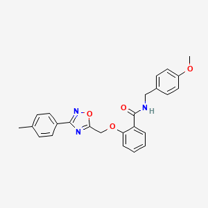 molecular formula C25H23N3O4 B10968894 N-(4-methoxybenzyl)-2-{[3-(4-methylphenyl)-1,2,4-oxadiazol-5-yl]methoxy}benzamide 
