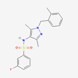 molecular formula C19H20FN3O2S B10968903 N-[3,5-dimethyl-1-(2-methylbenzyl)-1H-pyrazol-4-yl]-3-fluorobenzenesulfonamide 