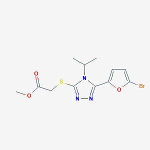 molecular formula C12H14BrN3O3S B10969054 methyl {[5-(5-bromofuran-2-yl)-4-(propan-2-yl)-4H-1,2,4-triazol-3-yl]sulfanyl}acetate 