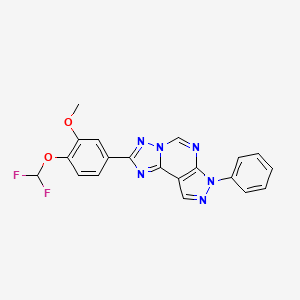 molecular formula C20H14F2N6O2 B10969073 2-[4-(difluoromethoxy)-3-methoxyphenyl]-7-phenyl-7H-pyrazolo[4,3-e][1,2,4]triazolo[1,5-c]pyrimidine 