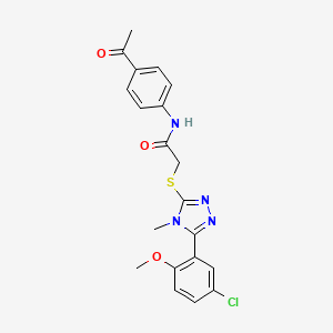molecular formula C20H19ClN4O3S B10969479 N-(4-acetylphenyl)-2-{[5-(5-chloro-2-methoxyphenyl)-4-methyl-4H-1,2,4-triazol-3-yl]sulfanyl}acetamide 