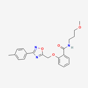 molecular formula C21H23N3O4 B10970028 N-(3-methoxypropyl)-2-{[3-(4-methylphenyl)-1,2,4-oxadiazol-5-yl]methoxy}benzamide 