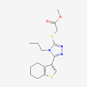 molecular formula C16H21N3O2S2 B10970065 methyl {[4-propyl-5-(4,5,6,7-tetrahydro-1-benzothiophen-3-yl)-4H-1,2,4-triazol-3-yl]sulfanyl}acetate 