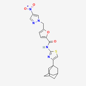 molecular formula C22H23N5O4S B10970189 N-[4-(1-Adamantyl)-1,3-thiazol-2-YL]-5-[(4-nitro-1H-pyrazol-1-YL)methyl]-2-furamide 