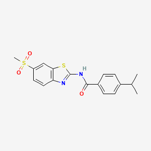 molecular formula C18H18N2O3S2 B10970232 N-[6-(methylsulfonyl)-1,3-benzothiazol-2-yl]-4-(propan-2-yl)benzamide 