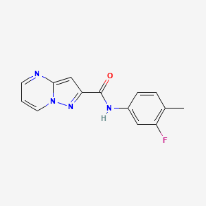 molecular formula C14H11FN4O B10970665 N-(3-fluoro-4-methylphenyl)pyrazolo[1,5-a]pyrimidine-2-carboxamide 