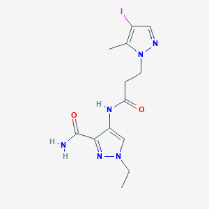 molecular formula C13H17IN6O2 B10970785 1-ethyl-4-{[3-(4-iodo-5-methyl-1H-pyrazol-1-yl)propanoyl]amino}-1H-pyrazole-3-carboxamide 