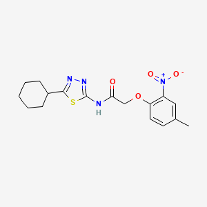 molecular formula C17H20N4O4S B10971174 N-(5-cyclohexyl-1,3,4-thiadiazol-2-yl)-2-(4-methyl-2-nitrophenoxy)acetamide 