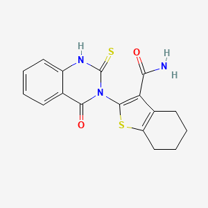 molecular formula C17H15N3O2S2 B10971224 2-(4-oxo-2-sulfanylquinazolin-3(4H)-yl)-4,5,6,7-tetrahydro-1-benzothiophene-3-carboxamide 