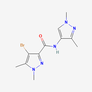 molecular formula C11H14BrN5O B10971342 4-bromo-N-(1,3-dimethyl-1H-pyrazol-4-yl)-1,5-dimethyl-1H-pyrazole-3-carboxamide 