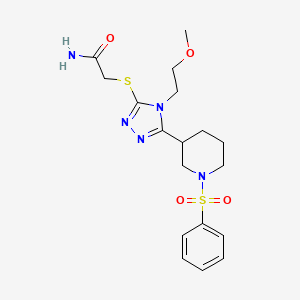molecular formula C18H25N5O4S2 B10971466 2-({4-(2-methoxyethyl)-5-[1-(phenylsulfonyl)piperidin-3-yl]-4H-1,2,4-triazol-3-yl}sulfanyl)acetamide 