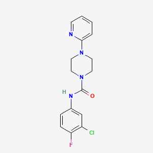molecular formula C16H16ClFN4O B10971635 N-(3-chloro-4-fluorophenyl)-4-(pyridin-2-yl)piperazine-1-carboxamide 