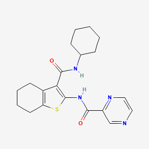 molecular formula C20H24N4O2S B10971719 N-[3-(cyclohexylcarbamoyl)-4,5,6,7-tetrahydro-1-benzothiophen-2-yl]pyrazine-2-carboxamide 